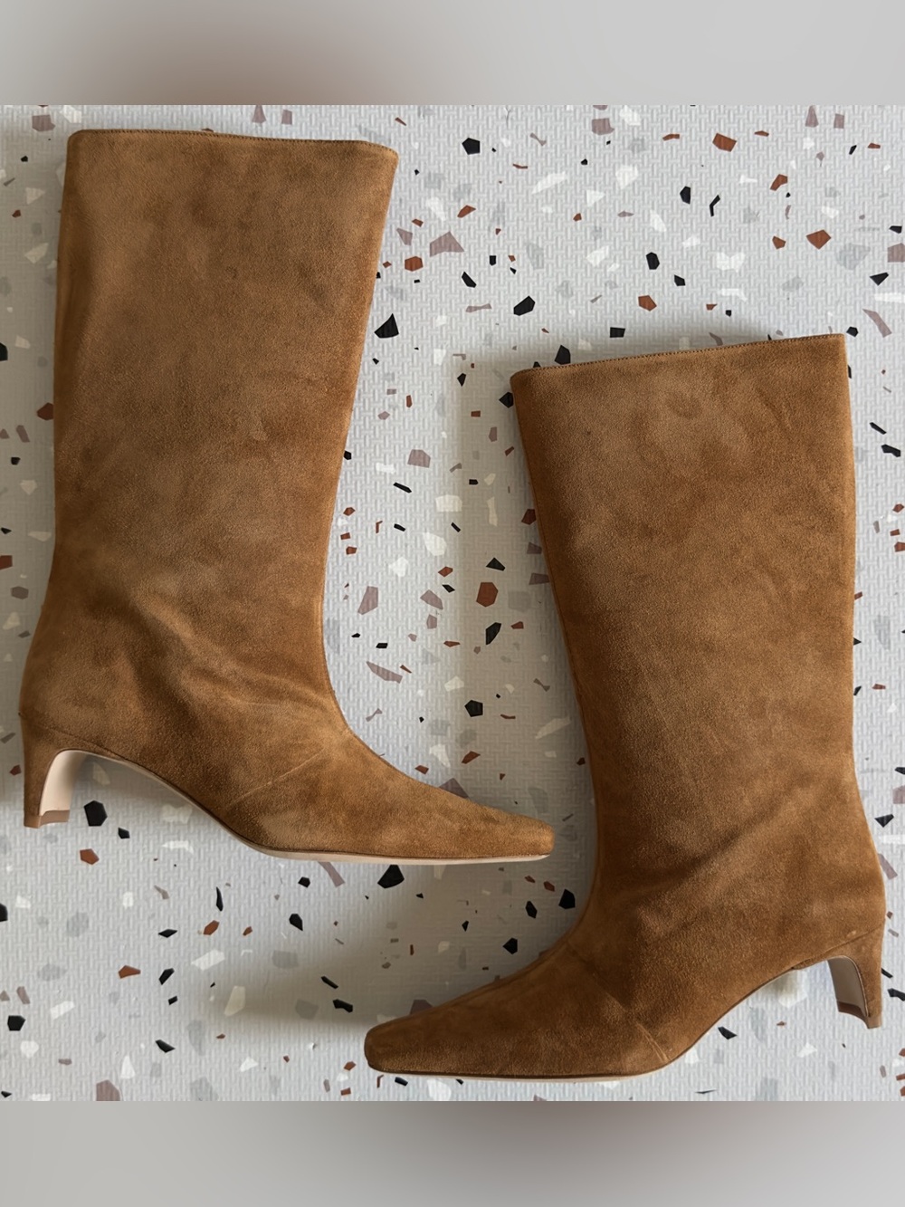 Staud Mid Calf Wally Boot in Tan Suede Size 37 1/2
